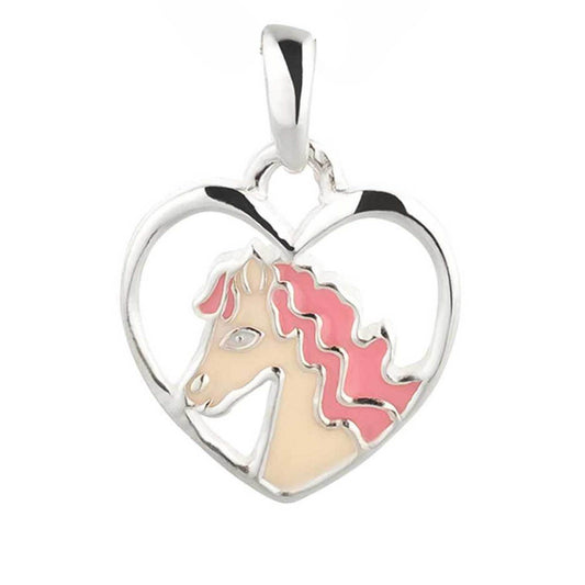 Kinder Anhänger rosa Pony Herz 925 Silber