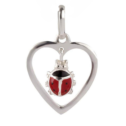Kinder Anhänger Marienkäfer im Herz 925 Silber