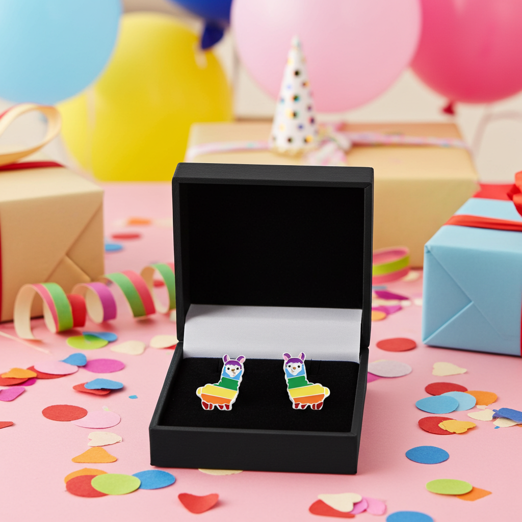 Kinderohrring buntes Lama 925 Silber