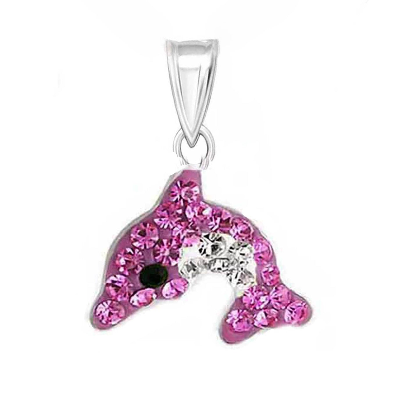 Kinder Anhänger Delfin 925 Silber pinke Kristalle