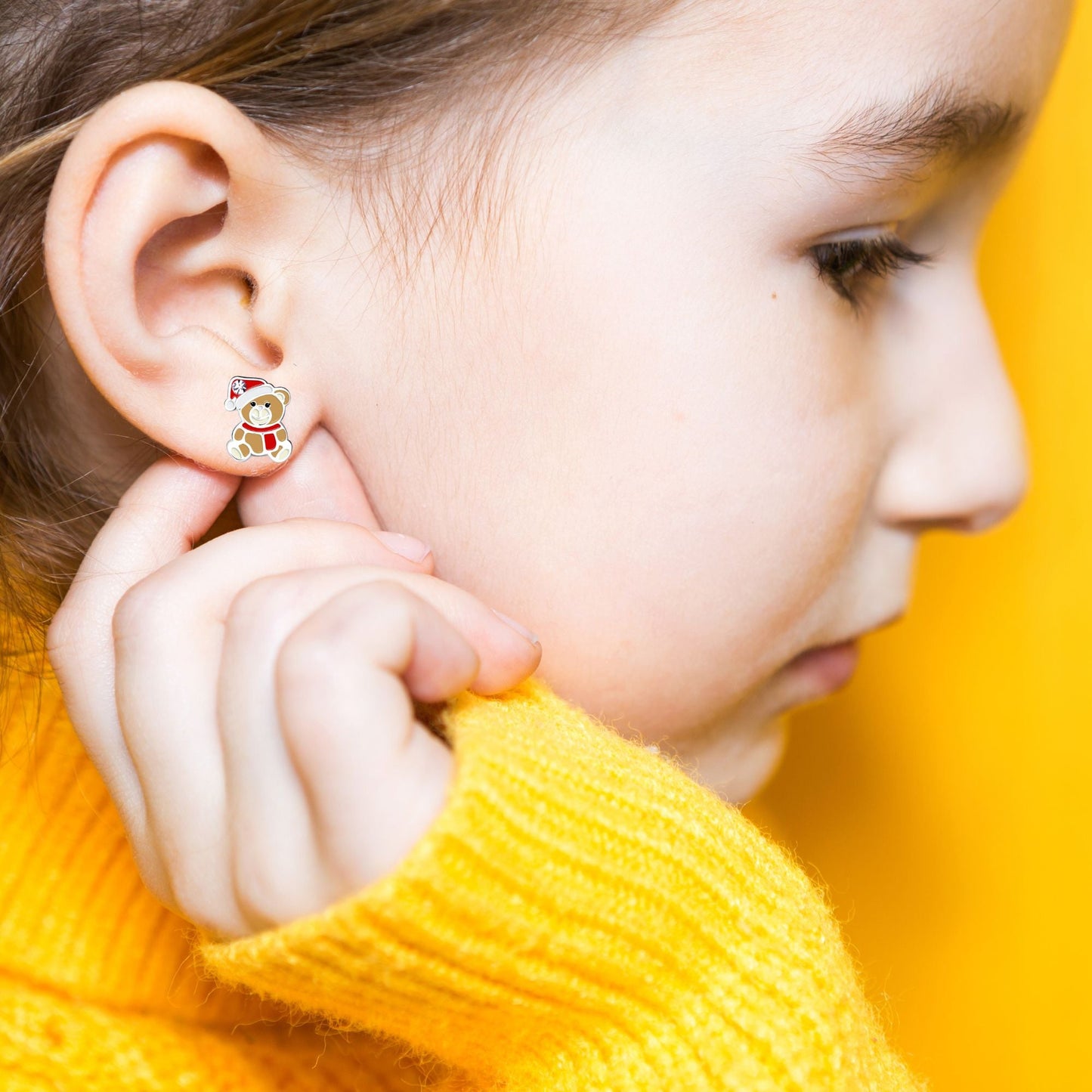 Kinder Ohrringe Weihnachten Bär braun 925 Silber