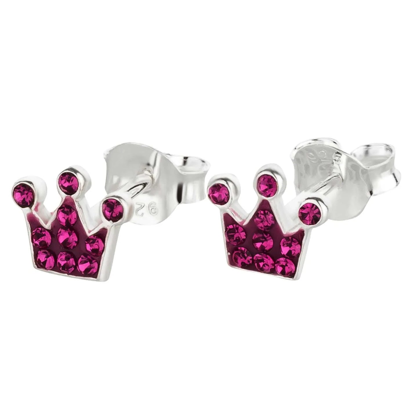 Ohrringe kleine Kristall Krone 925 Silber
