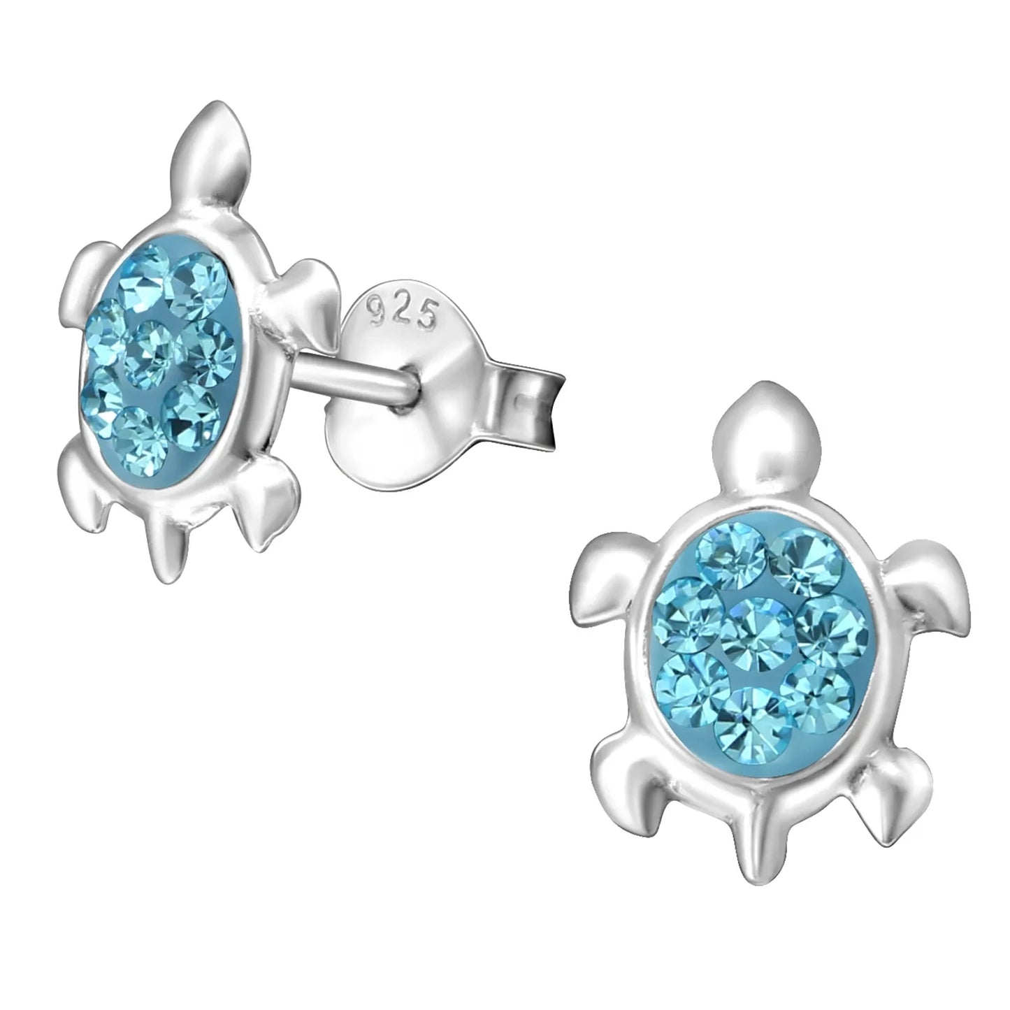 Kinderohrringe Schildkröte Nemo 925 Silber hellblaue Kristalle