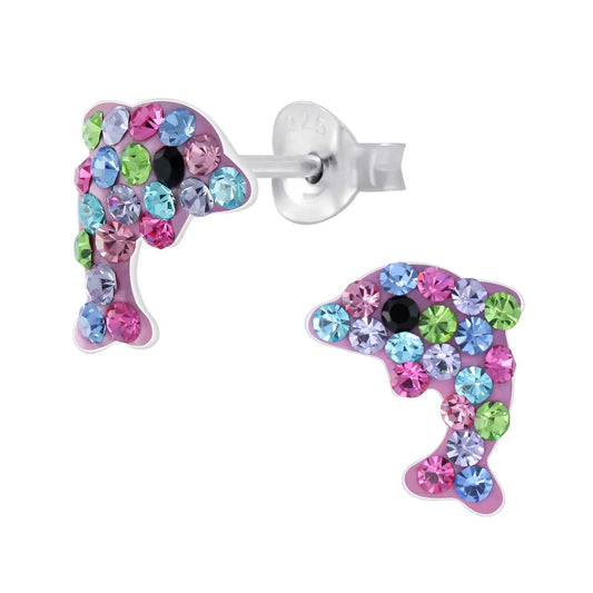 Kinderohrringe bunter Delfin 925 Silber