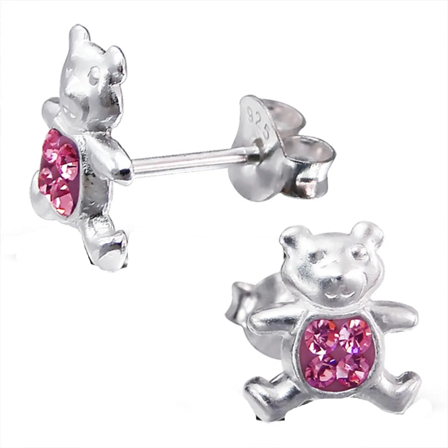 Kinderohrringe pinker Teddy Bär 925 Silber