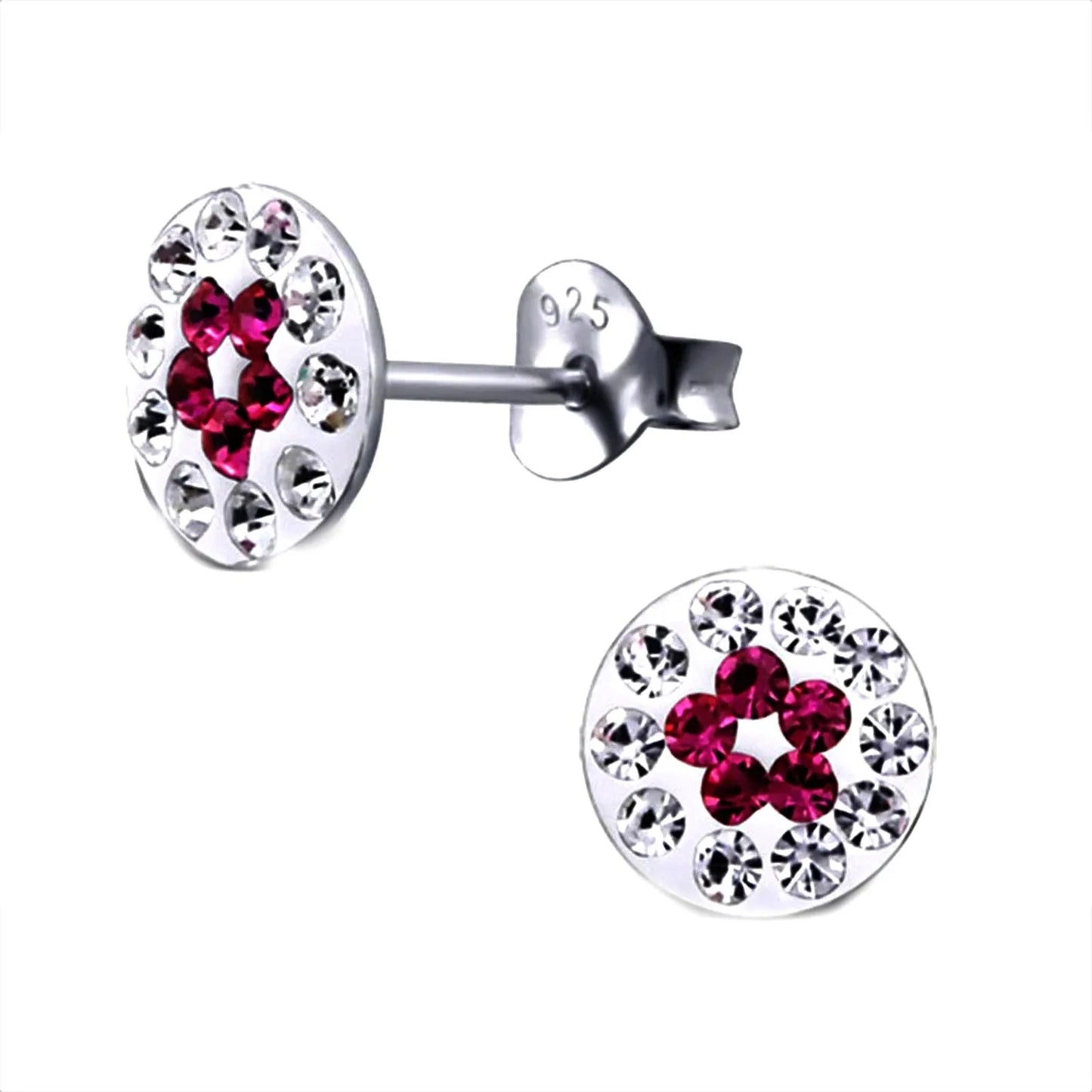 Kinderohrringe Ohrstecker Kristall Blume Pink 925 Silber