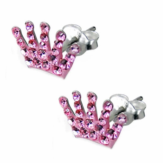 Kinderohrringe pinke Krone 925 Silber