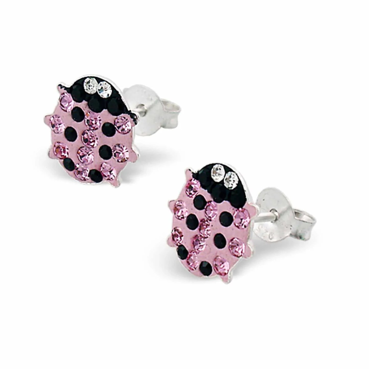 Kinderohrringe pinker Marienkäfer 925 Silber Kristallsteine