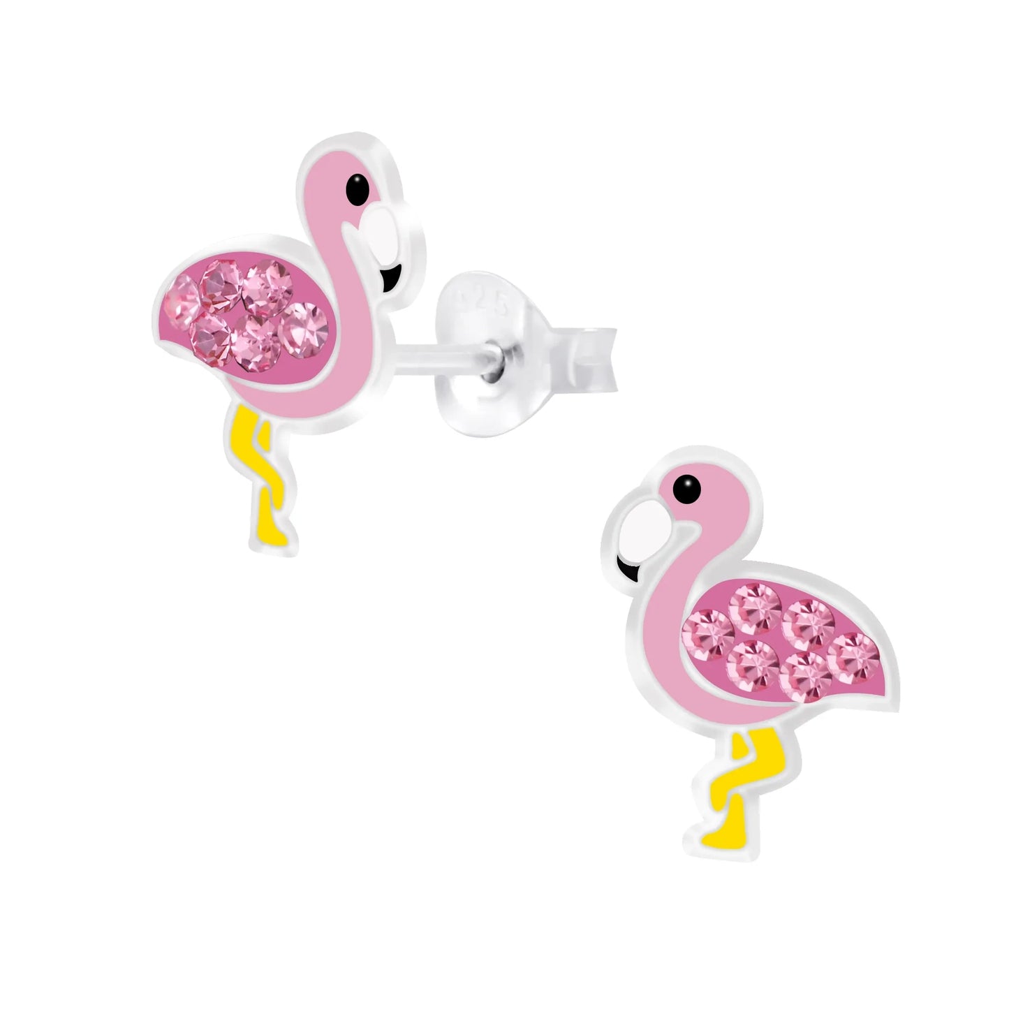 Kinderohrringe rosa Flamingo 925 Silber Kristalle