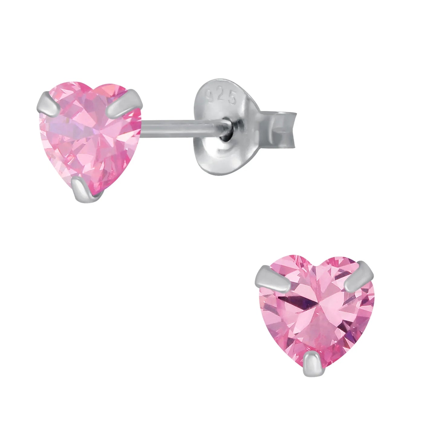 Ohrstecker Herz 925 Silber Zirkonia pink