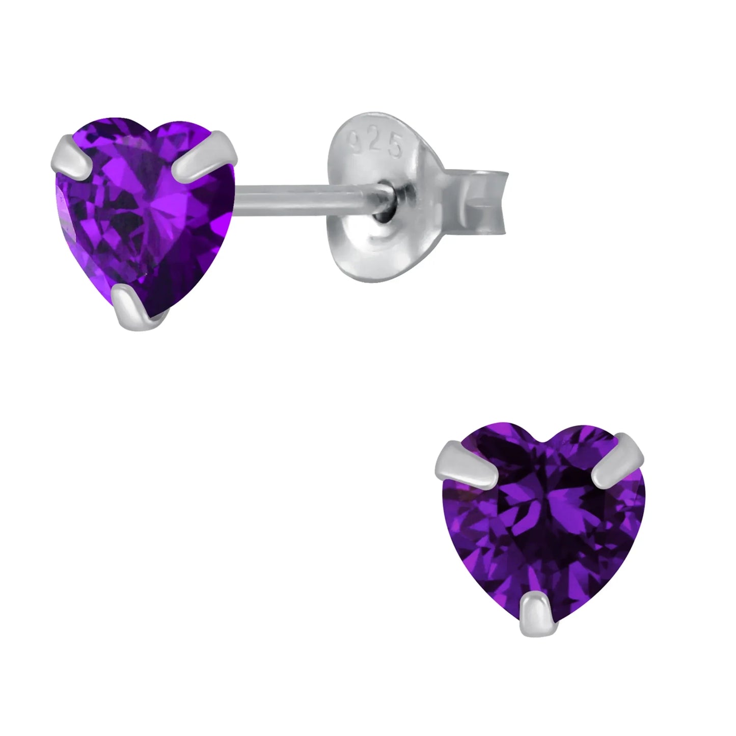Ohrstecker Herz 925 Silber Zirkonia lila