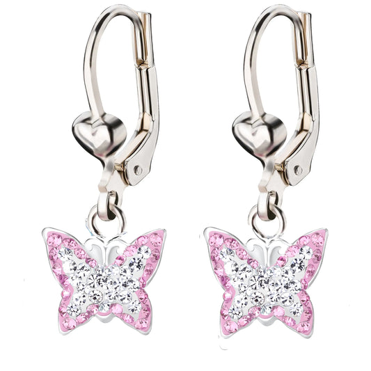 Kinderohrringe Ohrhänger Schmetterling 925 Silber pink klar