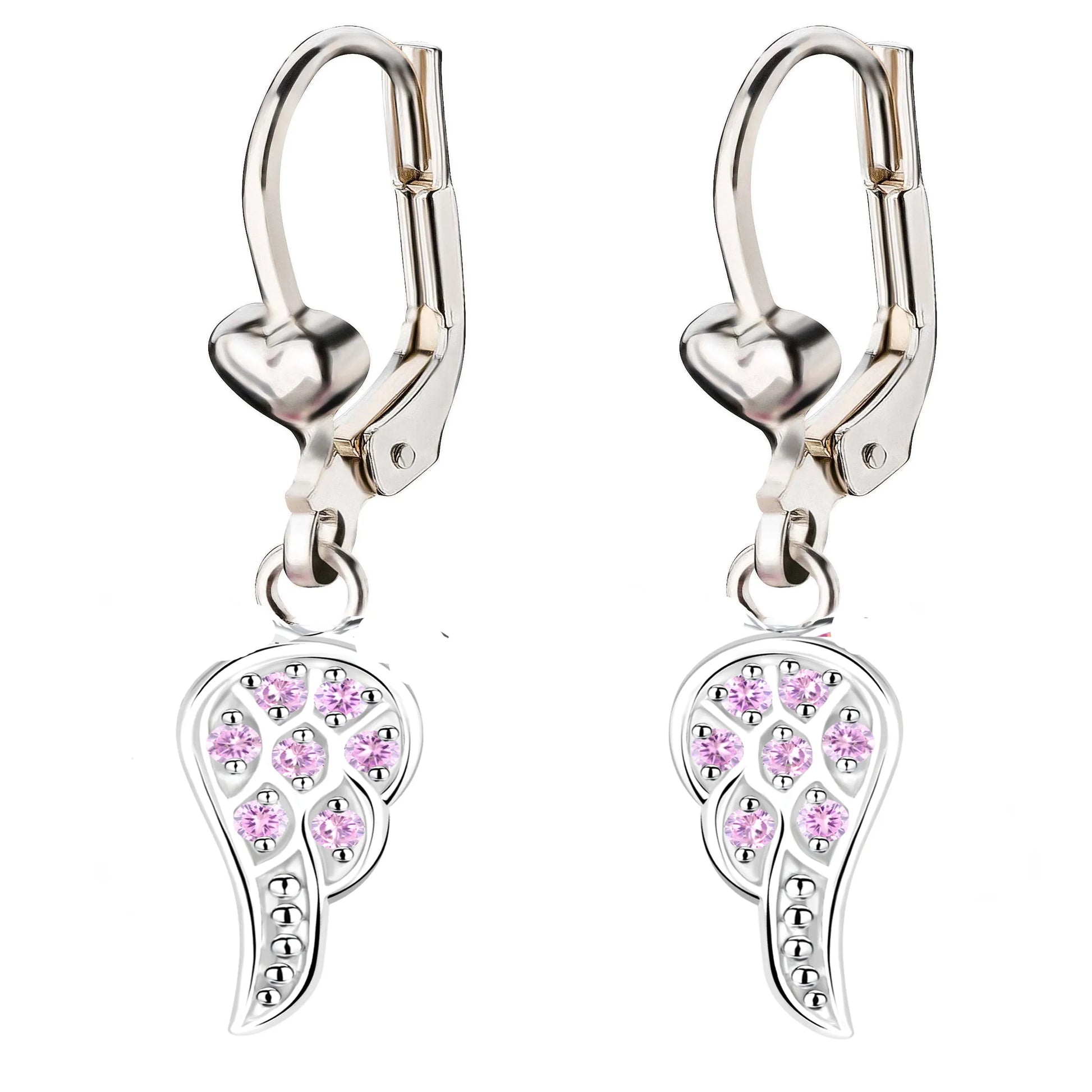 Ohrringe Flügel 925 Silber rosa  Zirkonia Kristall