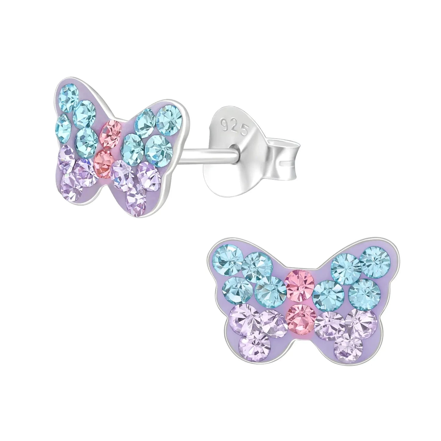 Kinderohrringe bunter Schmetterling 925 Silber Kristallsteine