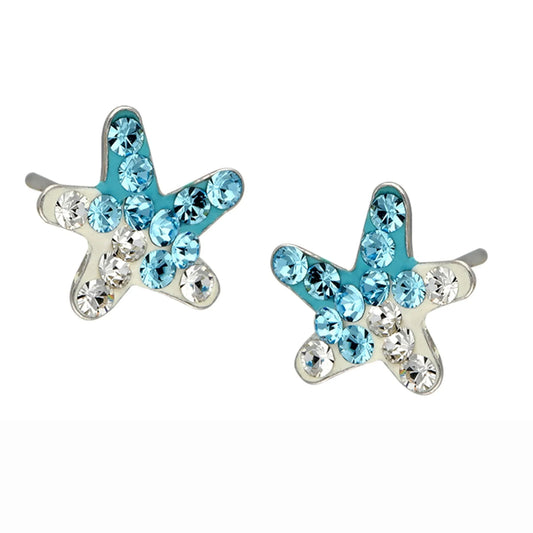 Kinderohrringe blauer Seestern 925 Silber