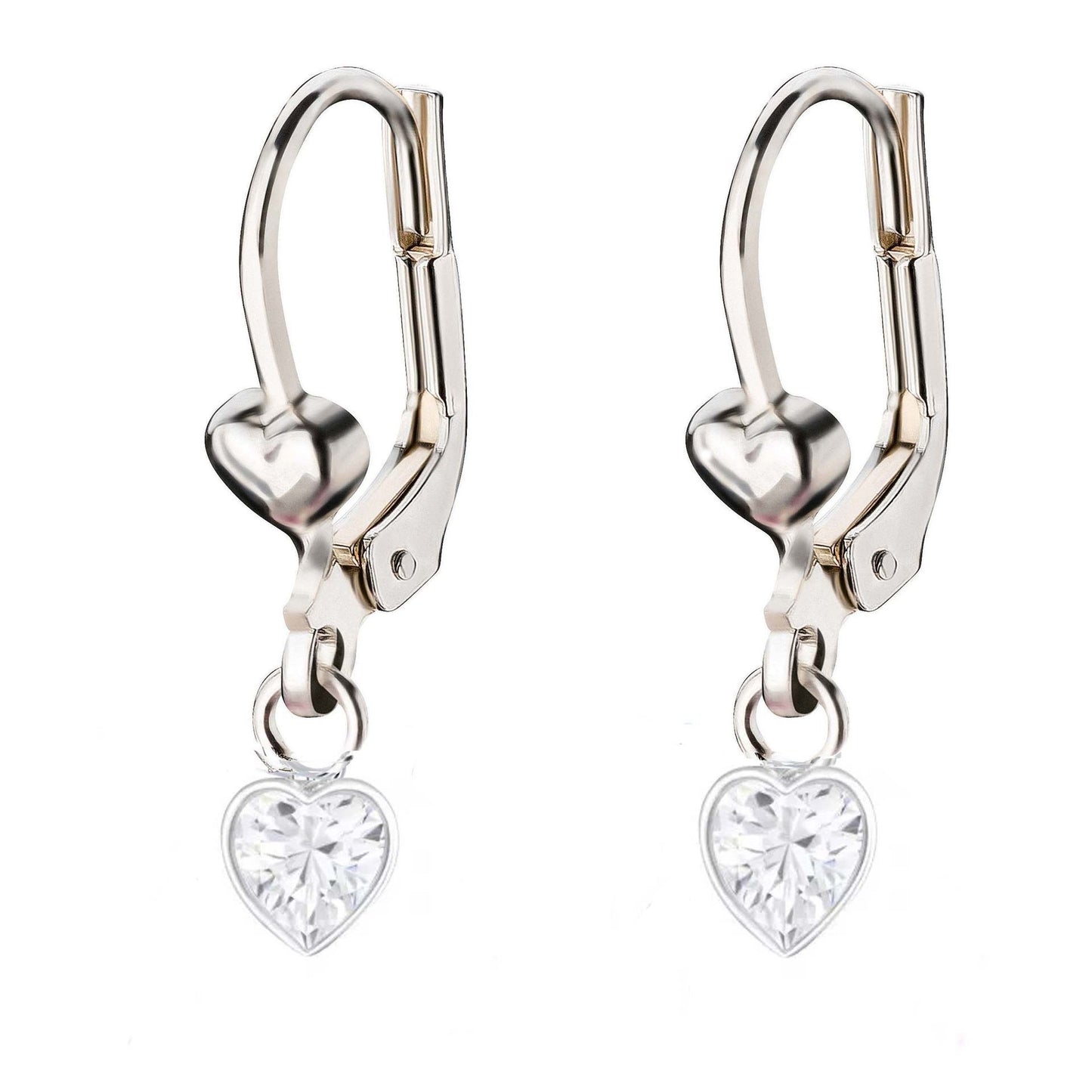 Ohrringe kleines Herz 925 Silber klarer Zirkonia Kristall