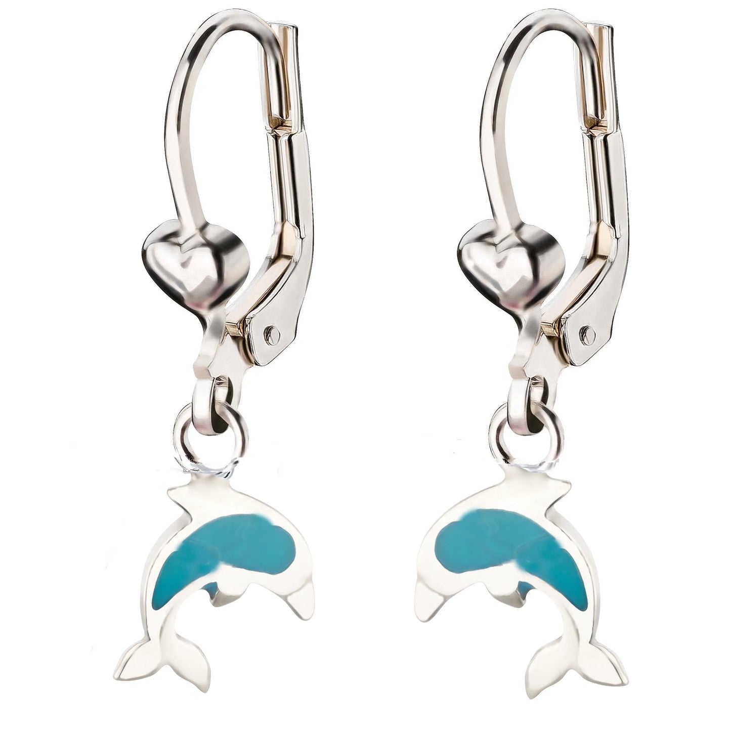 Kinder Ohrringe Delfin 925 Silber Türkis Stein
