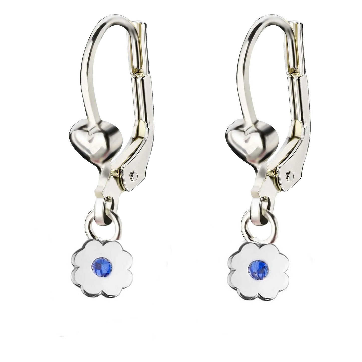 Kinderohrringe Ohrhänger blaue Blume 925 Silber Zirkonia