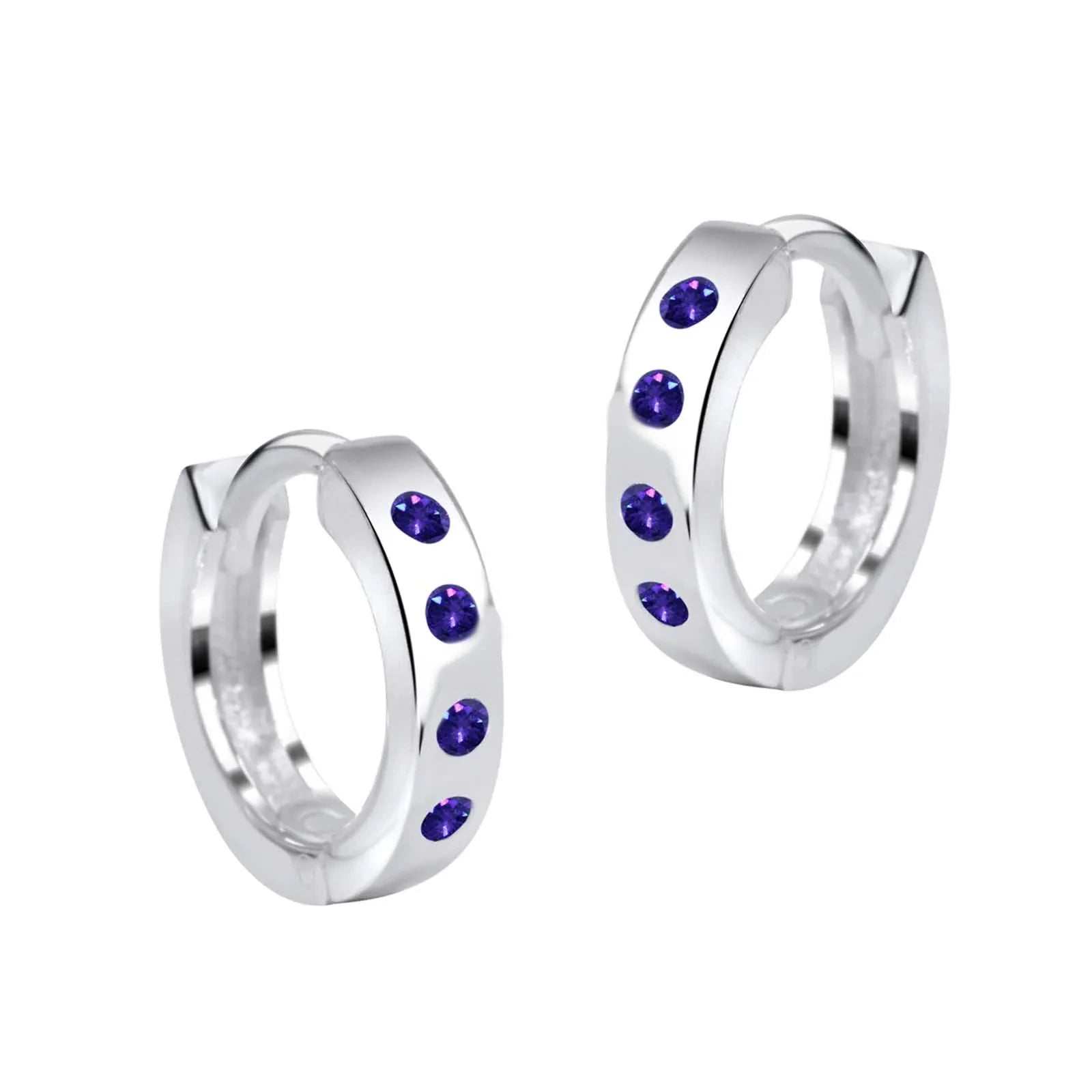 Ohrringe Creolen 925 Silber Zirkonia Reihe lila