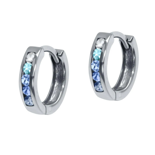 Ohrringe Creolen 925 Silber Zirkonia blau Variation