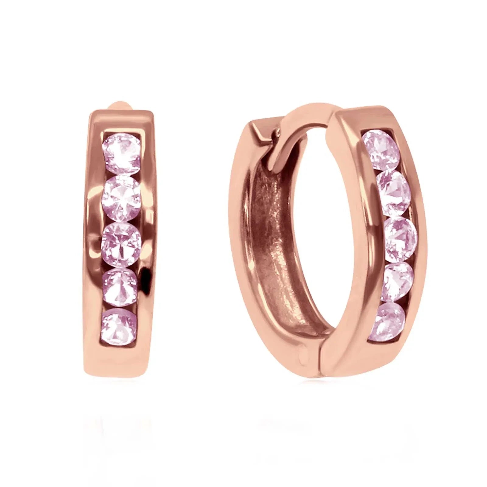 Ohrringe Creolen 925 Silber rosegold Zirkonia rosa