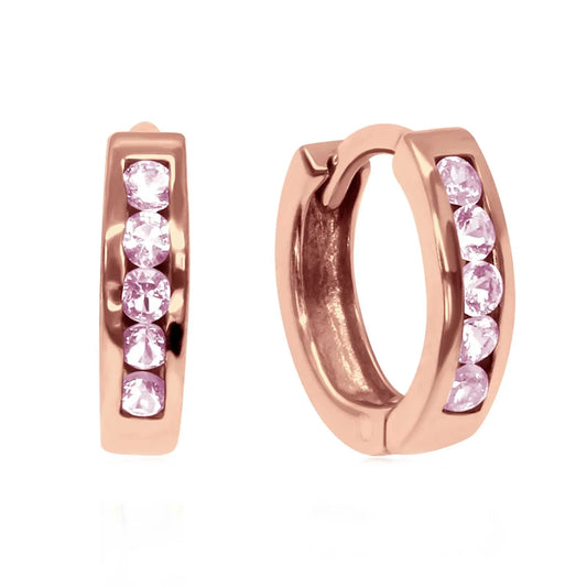 Ohrringe Creolen 925 Silber rosegold Zirkonia rosa