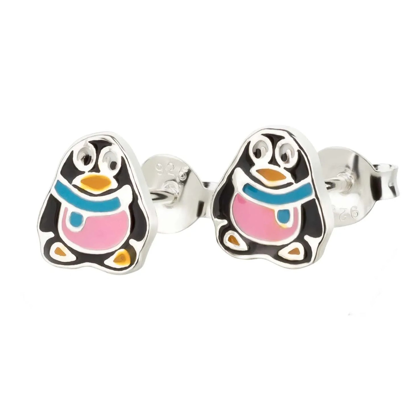 Kinderohrringe Pinguin mit Schal 925 Silber