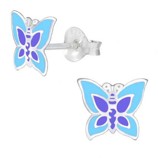 Kinderohrringe blauer Schmetterling 925 Silber