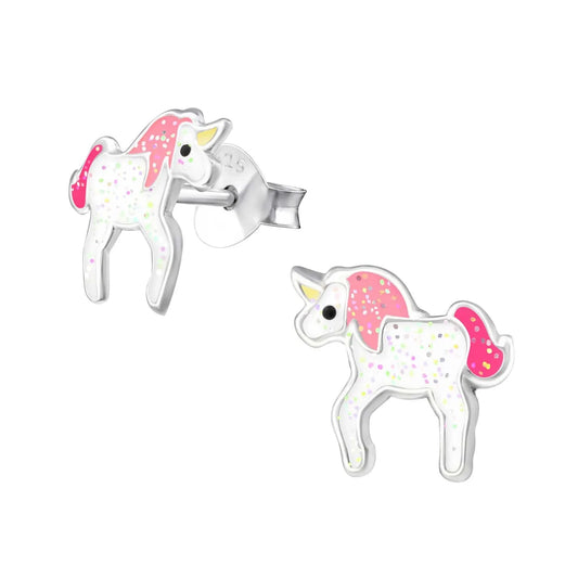 Kinderohrringe pinkes Einhorn Pony 925 Silber