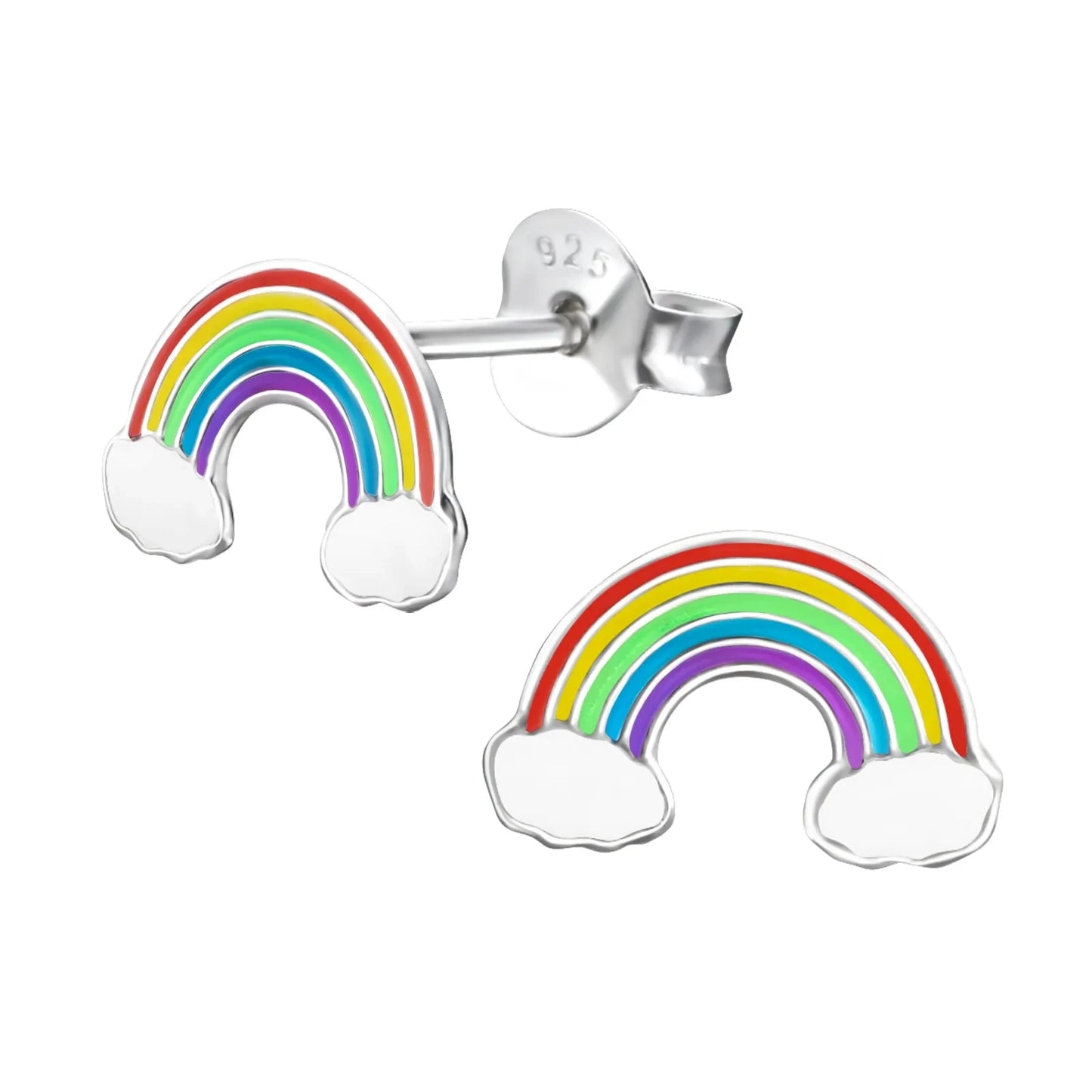 Kinderohrringe Regenbogen bunte Farben in 925 Silber
