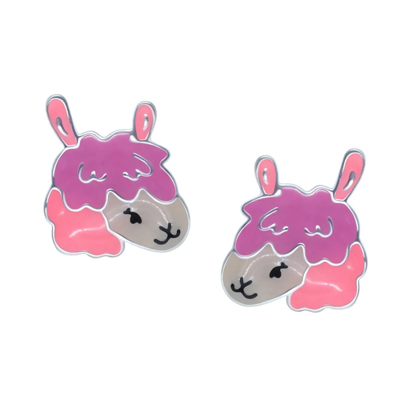 Kinderohrringe pinkes Lama 925 Silber