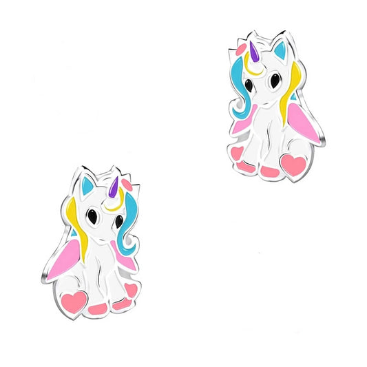 Kinderohrringe bunte Einhorn Lady 925 Silber