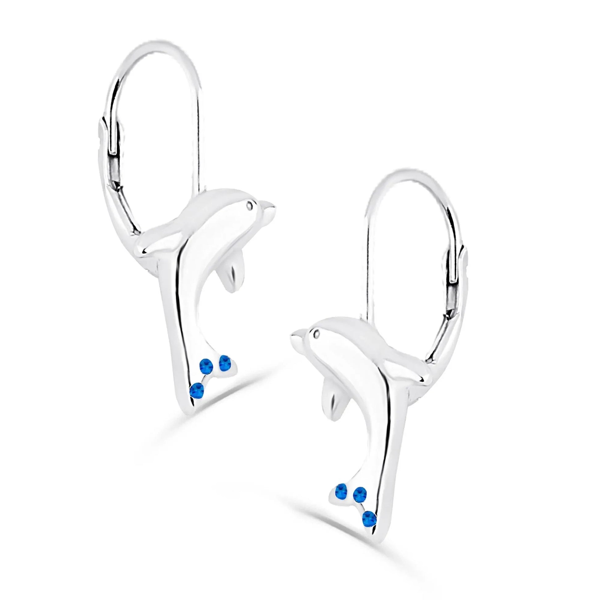 Kinderohrringe Ohrhänger Delfin 925 Silber Zirkonia