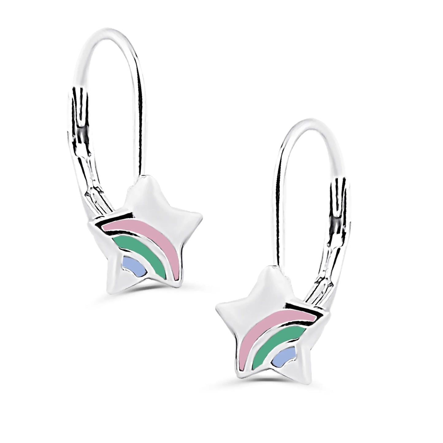 Kinderohrringe Ohrhänger bunter Stern 925 Silber