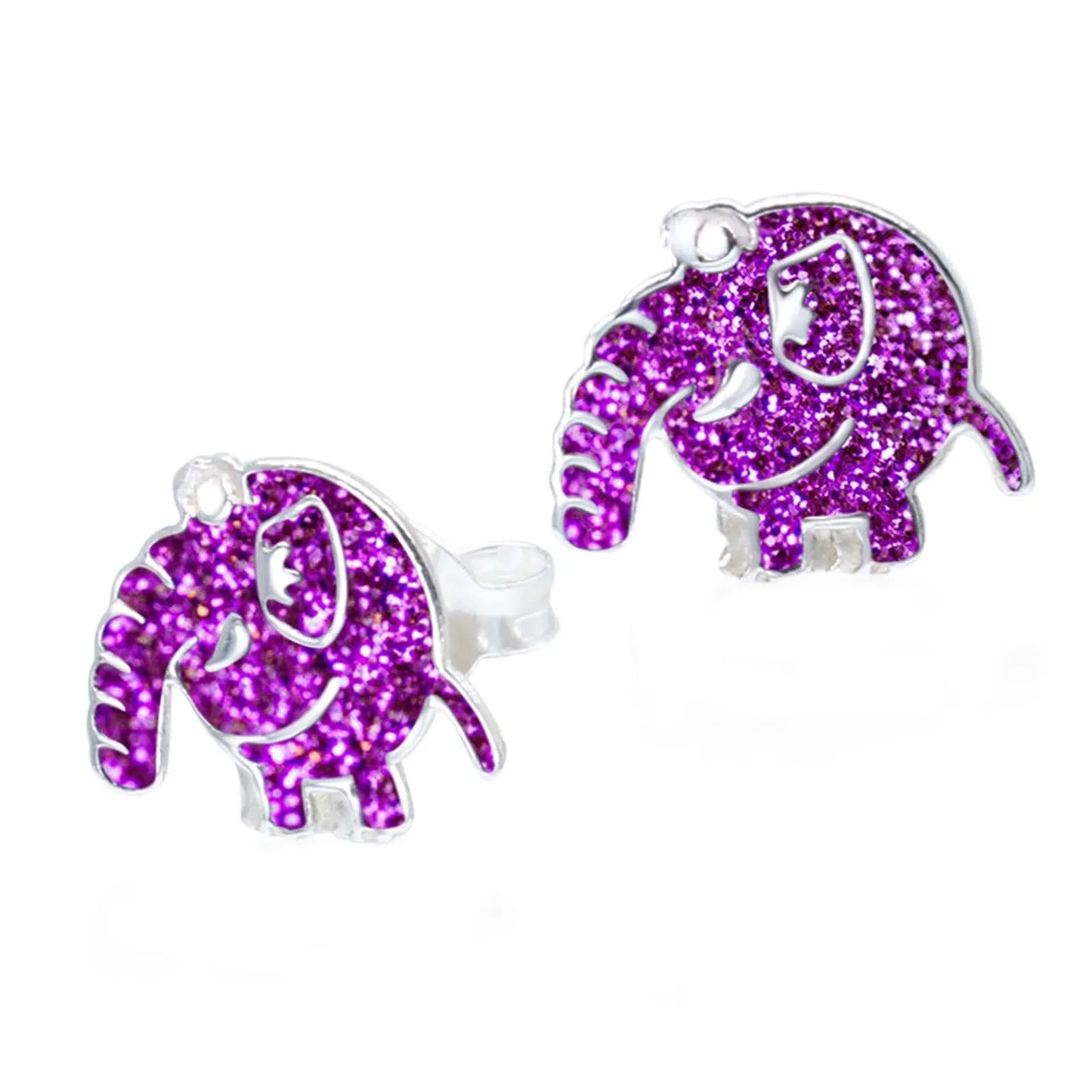 Kinderohrringe pinker Elefant Glitzer 925 Silber