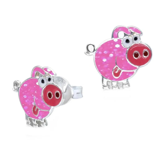 Kinderohrringe Schwein Glitzer pink 925 Silber