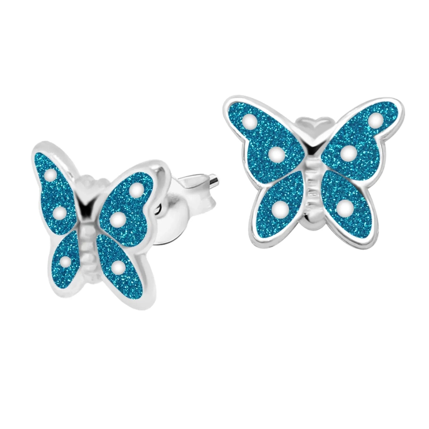 Kinderohrringe blauer Star Schmetterling 925 Silber