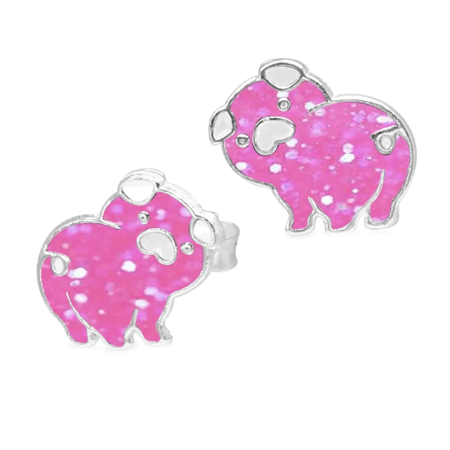 Kinderohrringe pinkes funny Schwein 925 Silber