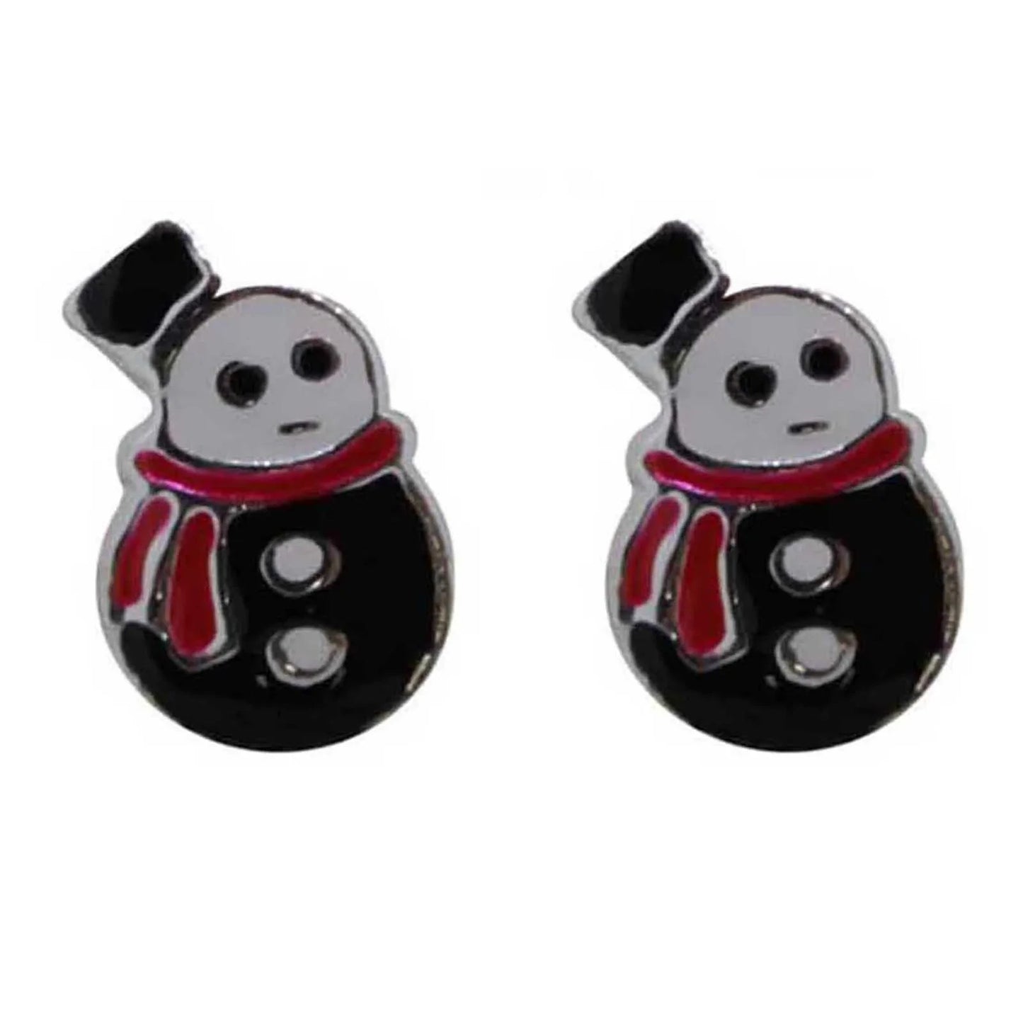 Kinderohrringe schwarzer Schneemann 925 Silber