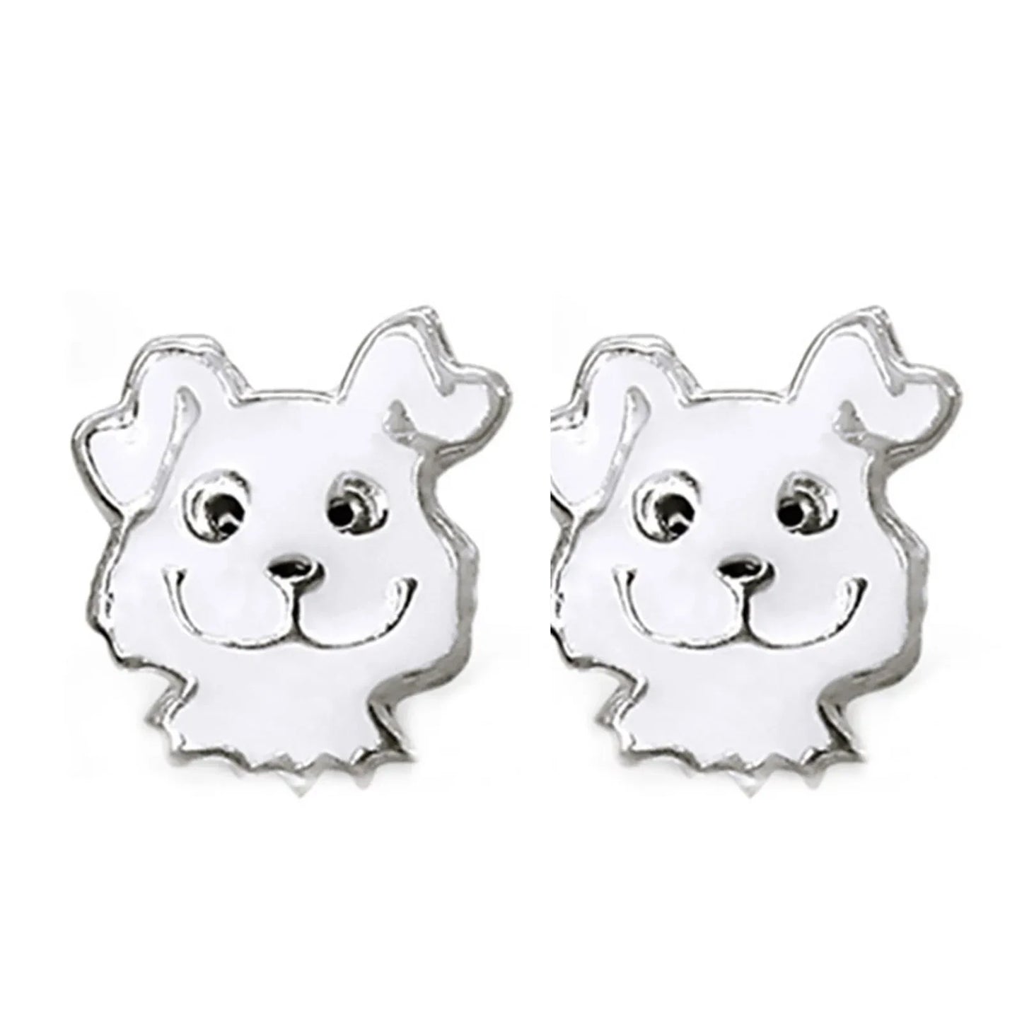 Kinderohrringe weisser frecher Hund 925 Silber