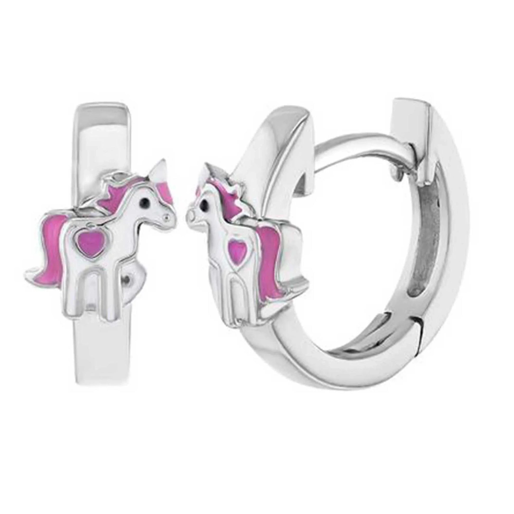 Kinder Ohrringe Creolen Einhorn 925 Silber