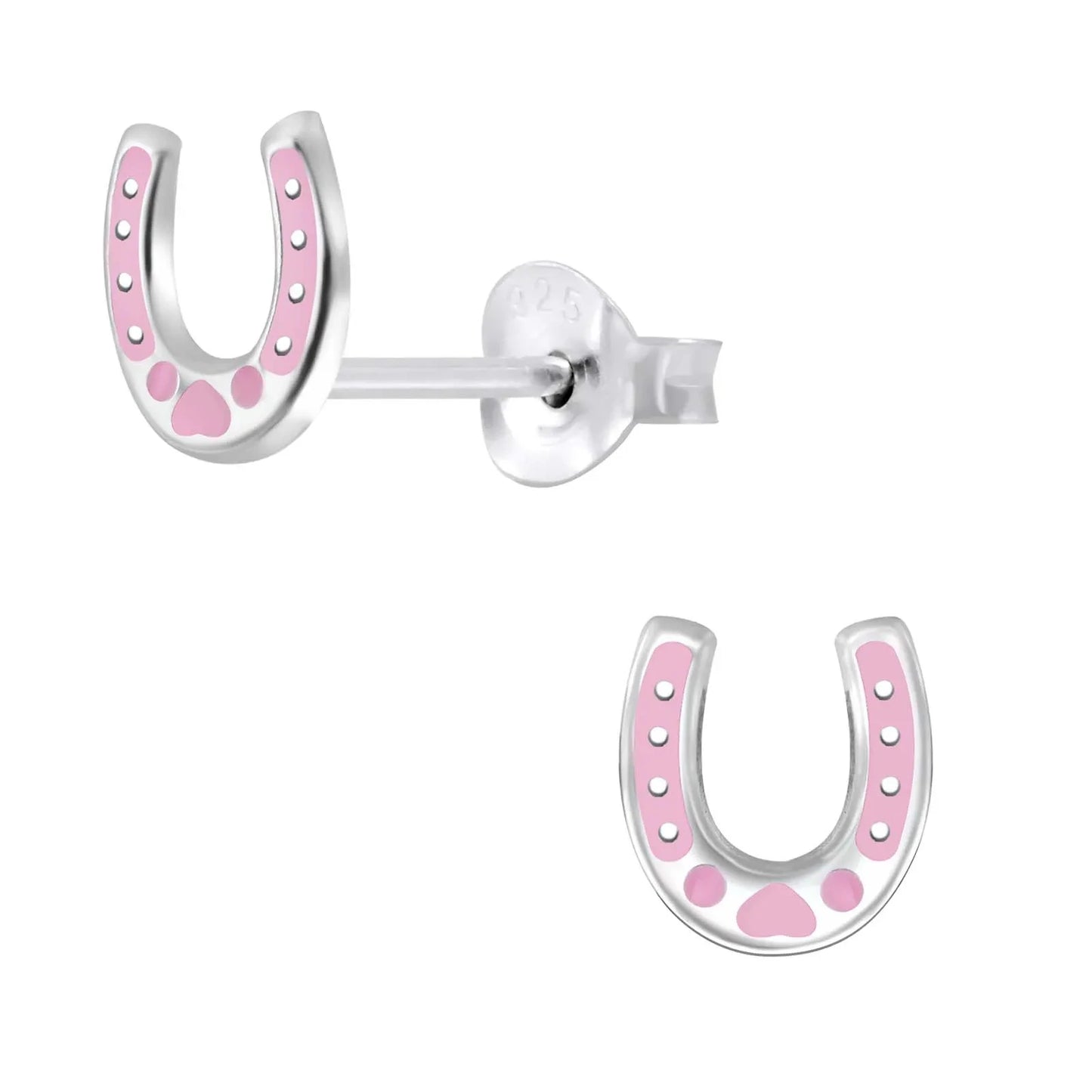 Kinderohrringe pinkes Hufeisen 925 Silber