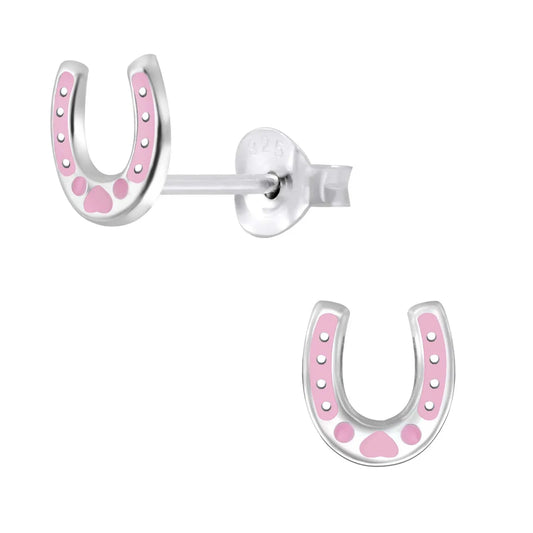 Kinderohrringe pinkes Hufeisen 925 Silber