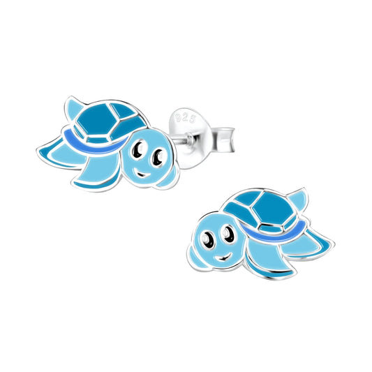 Kinderohrringe blaue Schildkröte 925 Silber