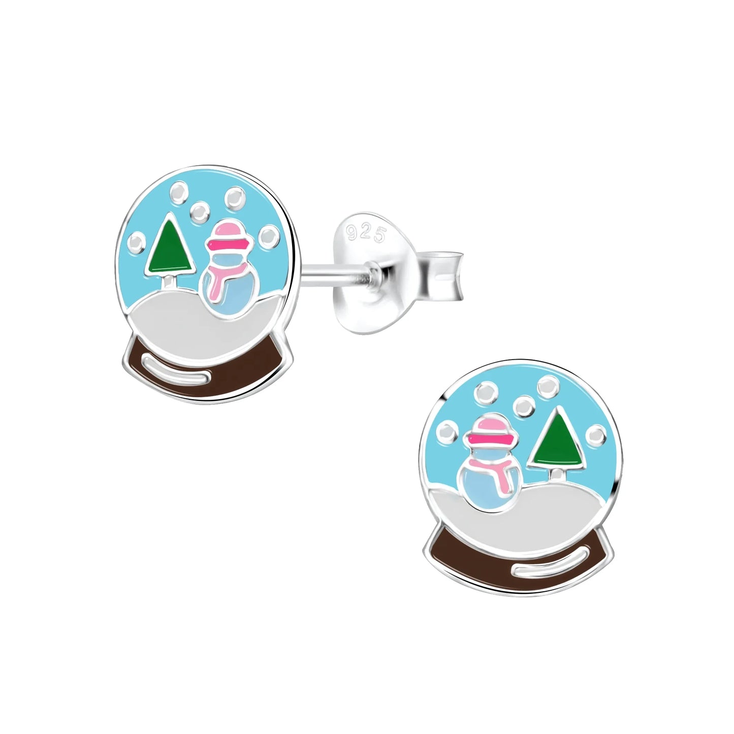 Kinderohrringe blaue Schneekugel 925 Silber