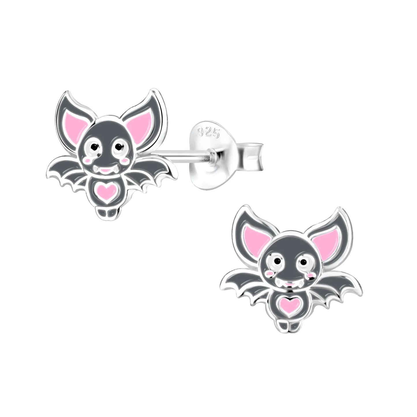 Kinderohrringe graue Fledermaus 925 Silber