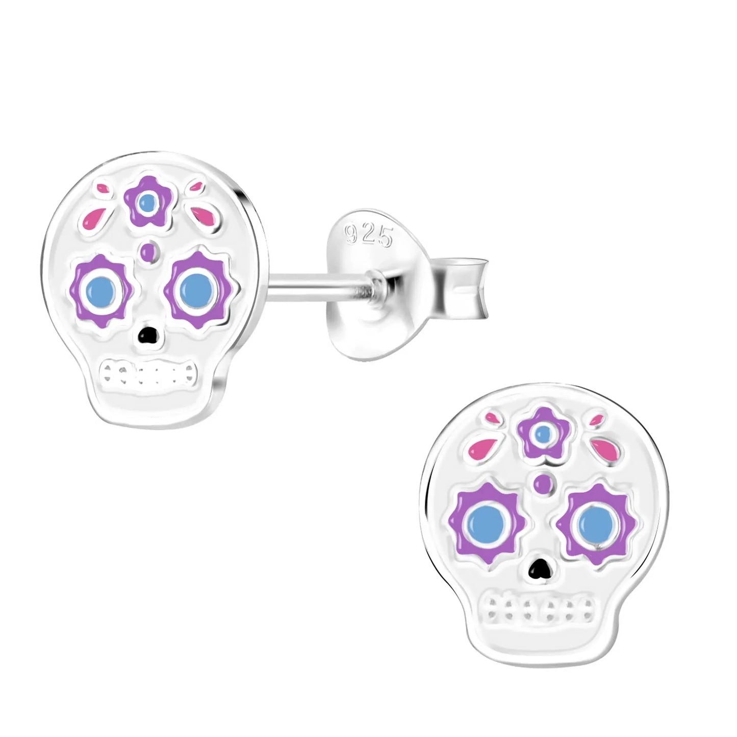 Kinderohrringe weisser Totenkopf 925 Silber