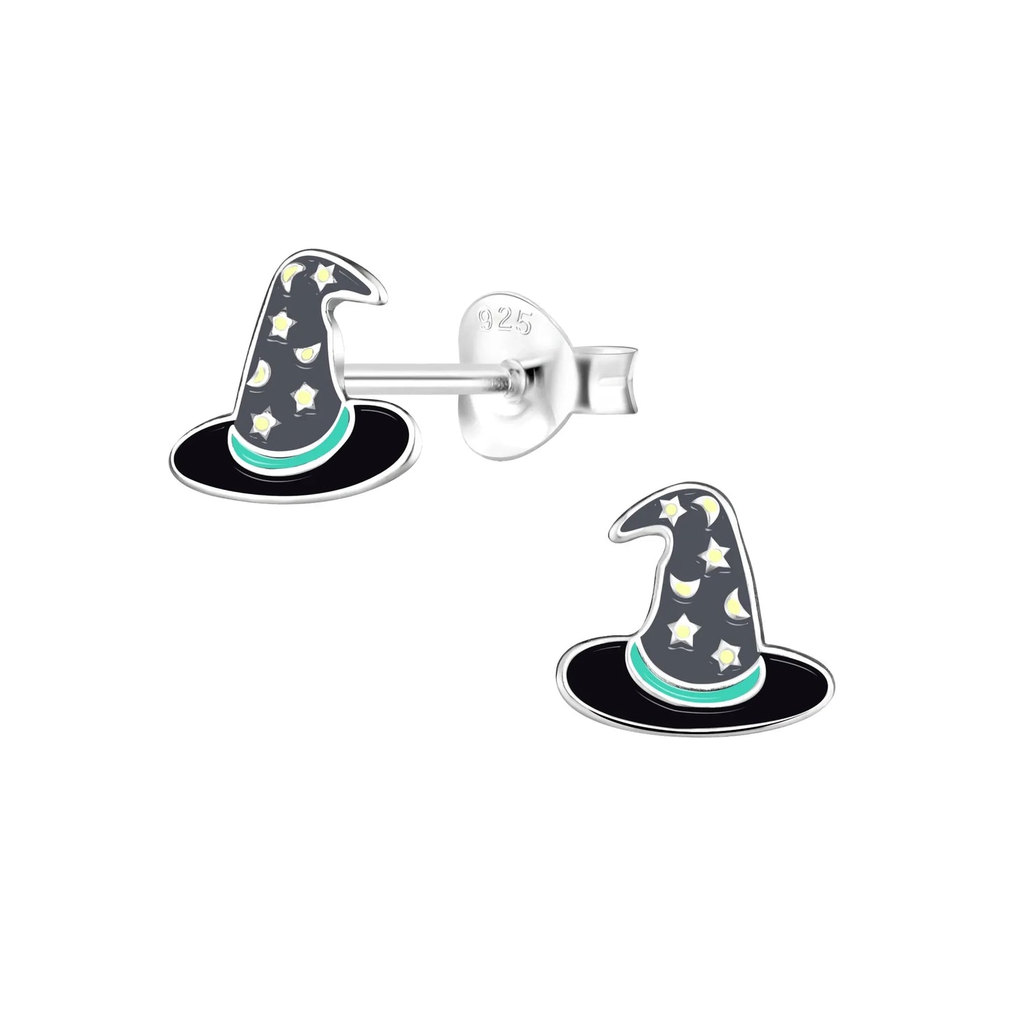 Kinderohrringe schwarzer Zauberhut 925 Silber