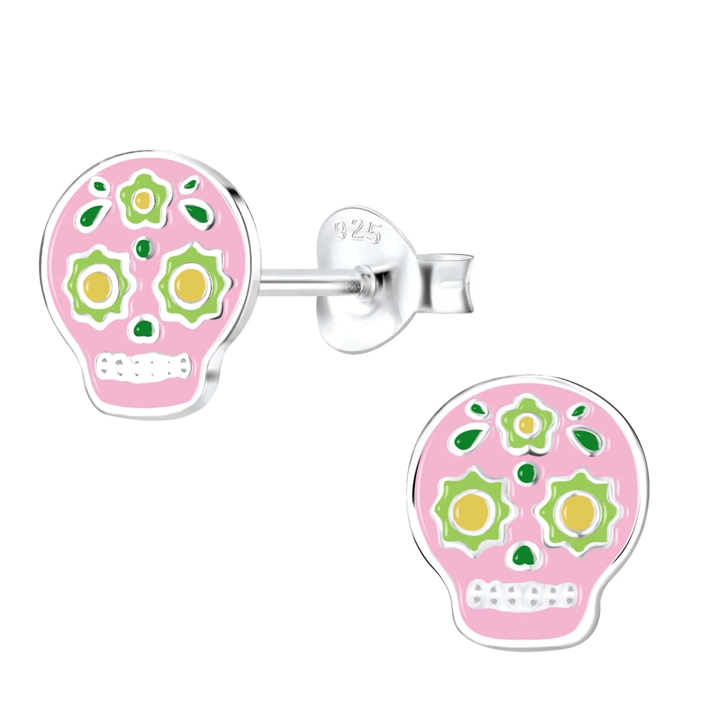 Kinderohrringe pinker Totenkopf 925 Silber