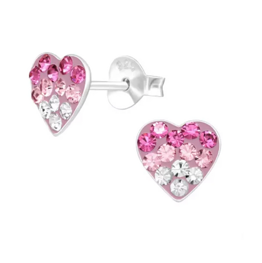 Kinderohrringe Herz 925 Silber in Pinktönen